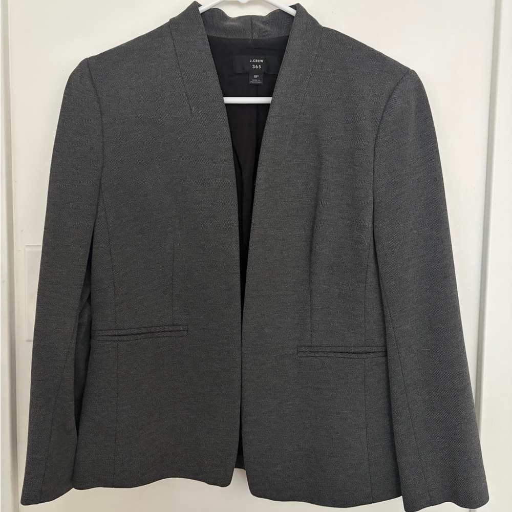 J. Crew Dark Gray Open-Front Textured Blazer